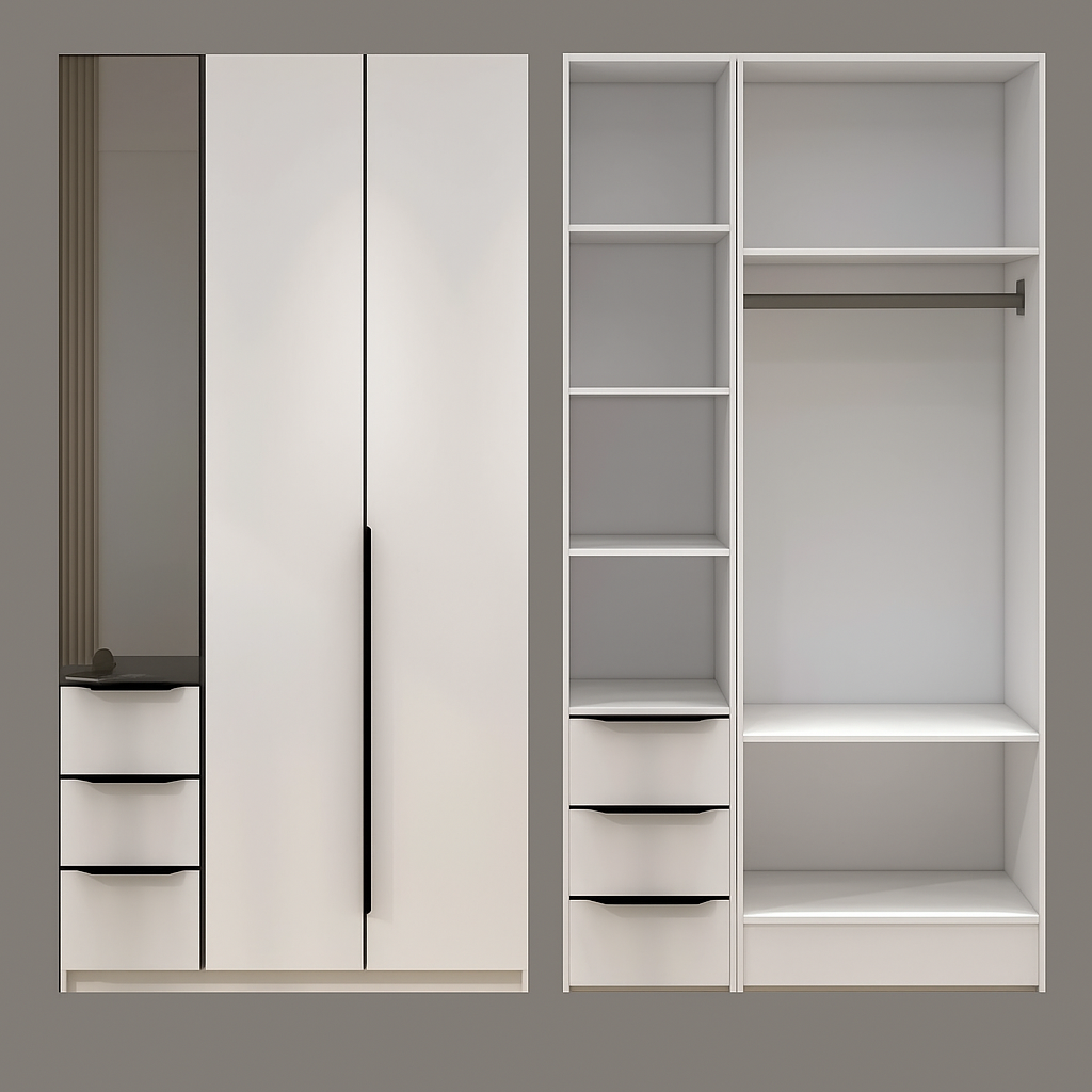 3 Door Mirror Wardrobe