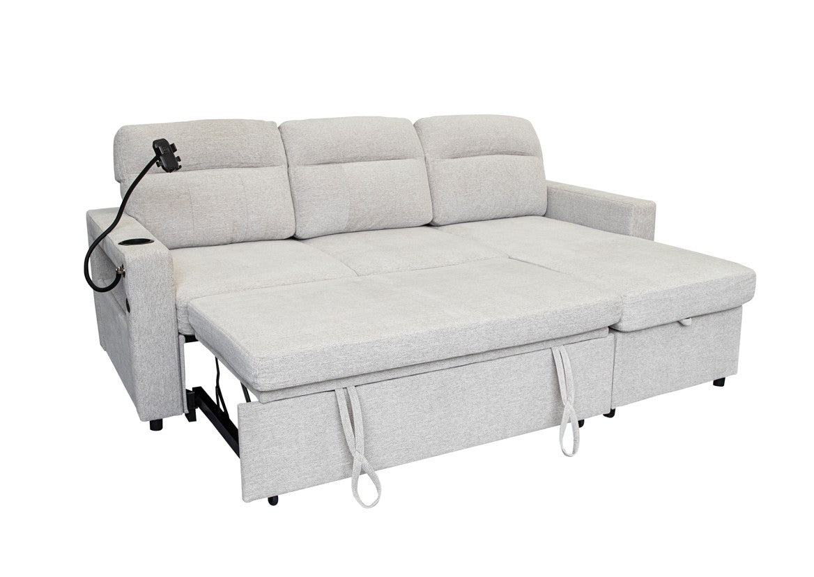 Aurora Beige pullout sofa bed conversion 